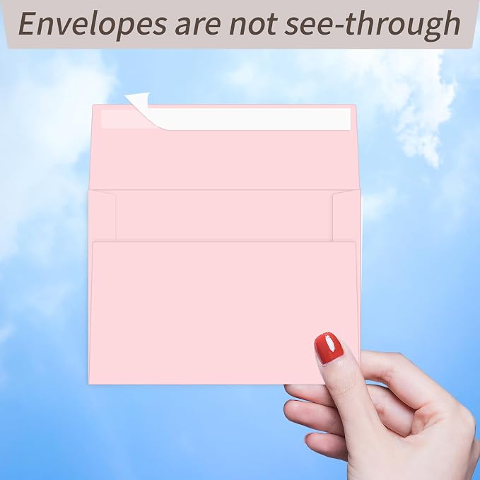 100 Packs Pink 4x6 Envelopes for Invitation Card, A6 Small Envelopes Self Seal - Image 4