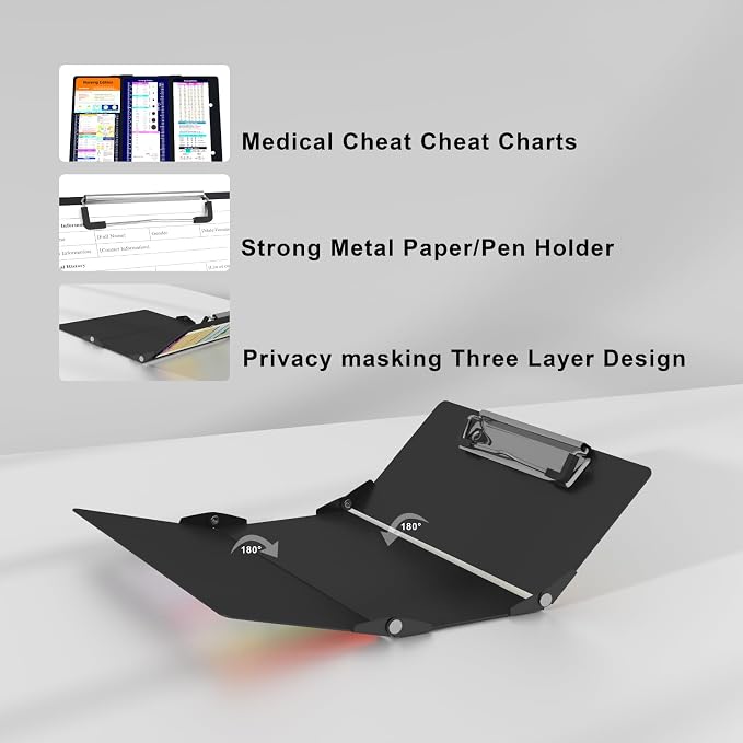Nursing Clipboard Foldable Pocket Size-Nursing Edition Cheat Sheets Aluminum 3 - Image 5