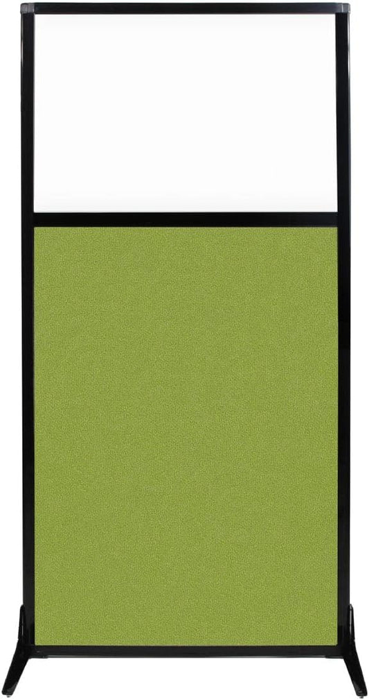 Versare Workstation Partition | Portable Wall Divider | Modern Office Cubicle | Free Standing Privacy Screen | Flexible Work Space | 33" x 70" W/Window, Lime Green Fabric Panels-DeskLoop Office