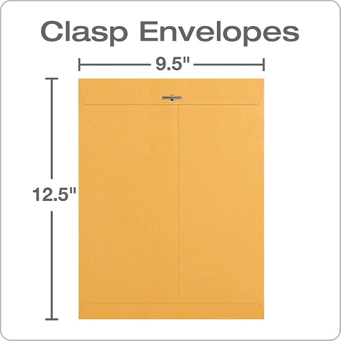 Quality Park 9-1/2" x 12-1/2" Clasp Envelopes, Gummed Flap - Image 2