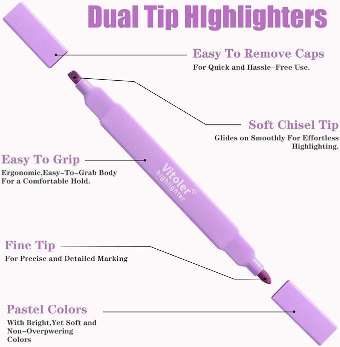 Vitoler 8pcs Aesthetic Highlighters, Chisel & Fine Tips Bible Highlighters | - Image 3