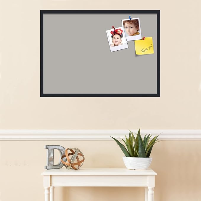 PinPix 34x24 Inch Cork Bulletin Board. This Decorative Framed Pin Board Comes with Dark Stone Design and a Satin Black Frame. Ideal for Home Office Decor or Message Board (PinPix-1808)-DeskLoop Office