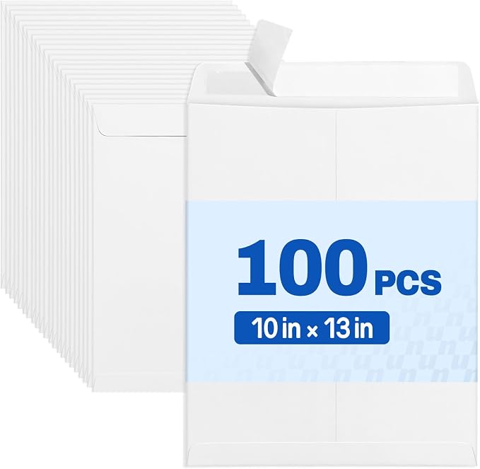 SUNEE 10 x 13 Self Seal Catalog Envelopes, 28lb White Security Mailing Envelopes by SUNEE