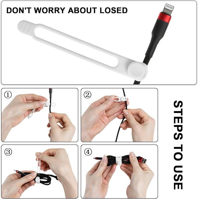 16Pcs Silicone Cable Ties Cord Organizer - Image 3