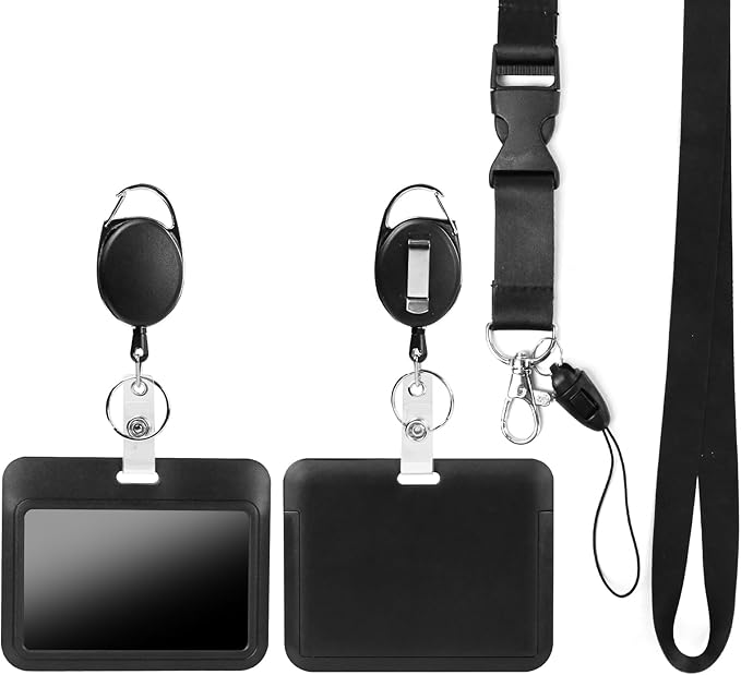 Black Horizontal ID Badge Holder by happyhbt
