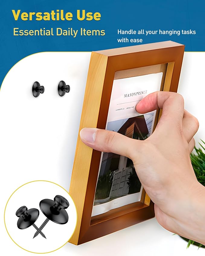 Uniclife 60 Pcs Double Headed Picture Hanging Nails, Picture Hangers, Push Pins - Image 7