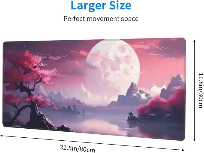 Watercolor Japanese Large Gaming Mouse Pad, Japanese Mouse Pad 31.5 x 11.8 in - Image 2