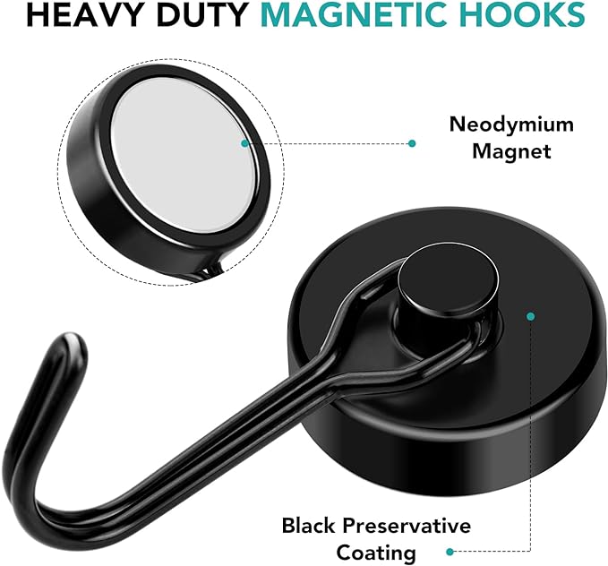 DIYMAG Black Magnetic Hooks 120LBS Strong Magnetics Heavy Duty 2026 Cruise Ship - Image 4