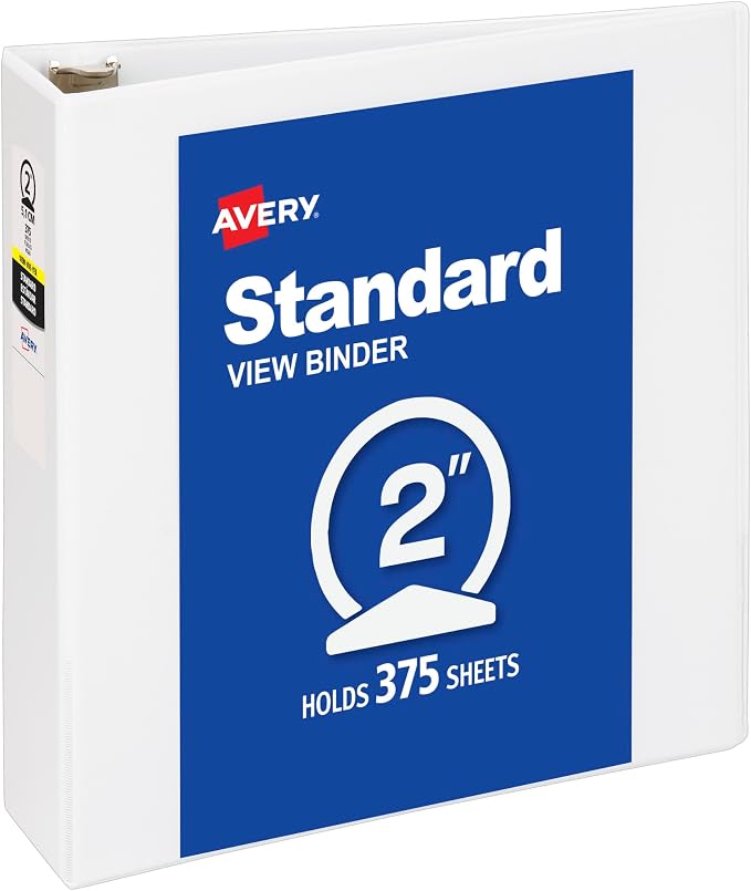 Avery Standard View 3 Ring Binder, 375-Sheet Capacity, 2.8 Inch Wide Spine by Avery