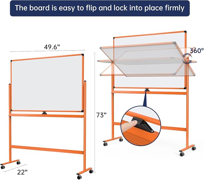 Large Dry-Erase Rolling Magnetic Whiteboard - Image 2