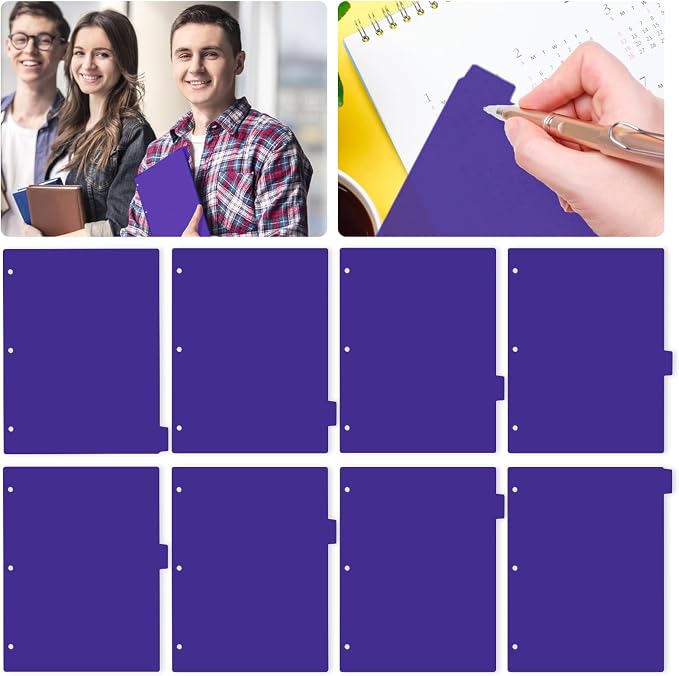 Dark Purple Binder Dividers, 8-Tab Sturdy Plastic Dividers, Binder Divider - Image 4