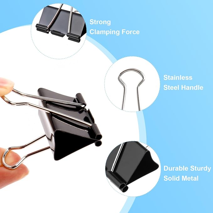 Binder Clips Assorted Sizes, 4 Sizes Cute Binder Clips Large Medium Binder Clip - Image 7