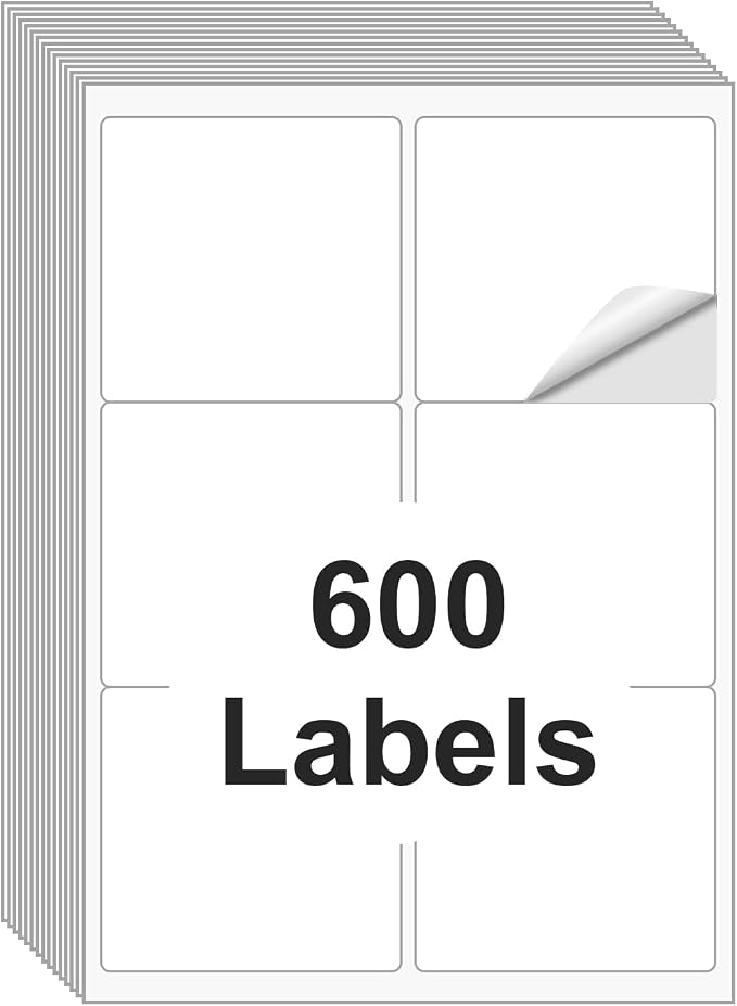 Shipping Labels 3 1/3"x4" Printable White 6 up Labels by BESTIKER