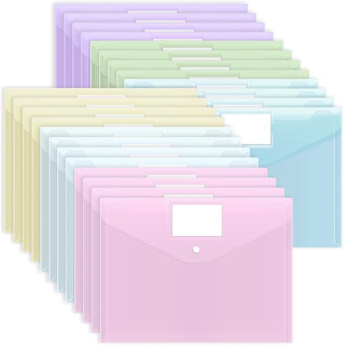 EOOUT 24 Pack Plastic Envelopes Plastic File Folders, Poly Folders by EOOUT
