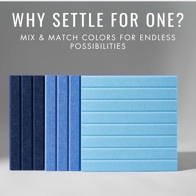 Large Cork Boards for Walls Black Felt Alternative - Slat Wall Paneling, Bulletin Board Tiles for Home Decor, Push Pin Corkboard Organizer for Office, Classroom-12-Pack Panel Kit (Baby Blue)-DeskLoop Office