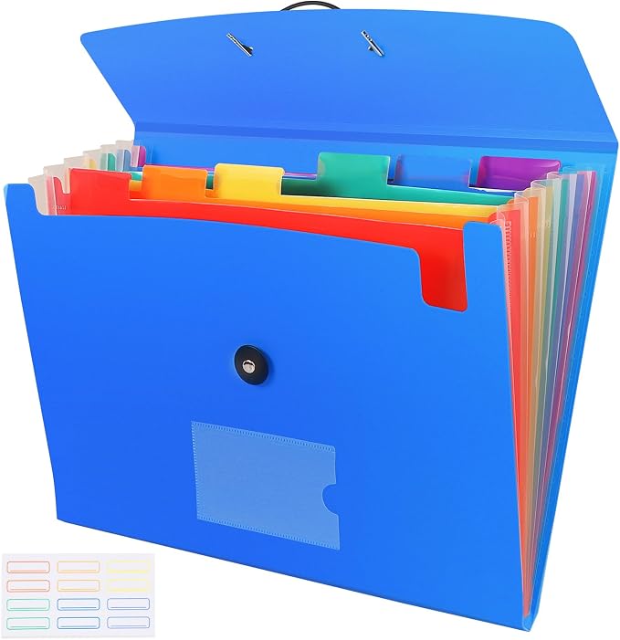 7 Pocket Accordian File Folders, Expanding File Folder A4 Letter Size Paper by CASAON