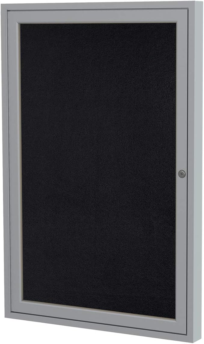 Ghent 24"x 18" 1-Door Indoor Satin Aluminum Frame Enclosed Recycled Rubber by Ghent