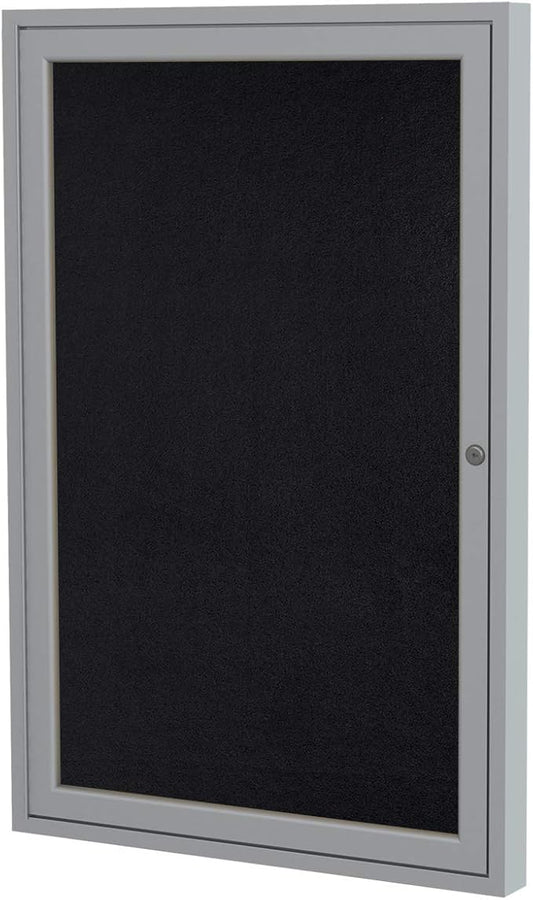 Ghent 36"x24" 1-Door indoor Enclosed Recycled Rubber Bulletin Board, Shatter by Ghent