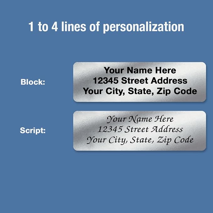 Personalized Return Address Labels, Roll of 125 Silver Foil Self-Adhesive - Image 4