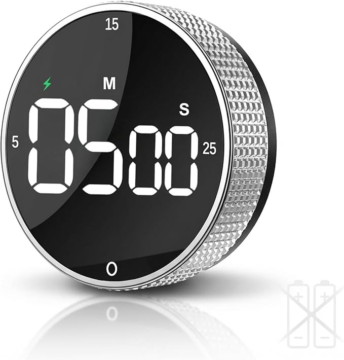 Rechargeable Magnetic Kitchen Timer, LED Countdown/Up Timer, Supports USB-C by TLTWHS%7CHomeHelpers