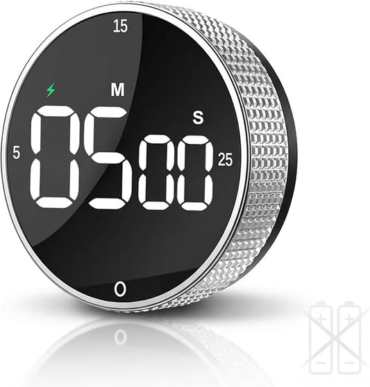 Rechargeable Magnetic Kitchen Timer, LED Countdown/Up Timer, Supports USB-C by TLTWHS%7CHomeHelpers