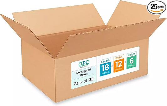 IDL Packaging - B-18126-25 Medium Corrugated Shipping Boxes 18"L x 12"W x 6"H - by IDLPackaging