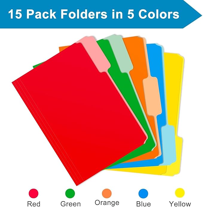 Two Tone Color File Folders 8.5 x 11 Inch, 1/3 Cut Tab File Folders Letter Size - Image 2