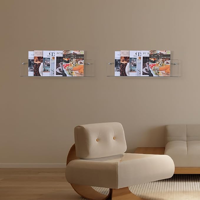 2 Pack 24 Inch Clear Acrylic Magazine Holder, Floating Brochure Display - Image 3