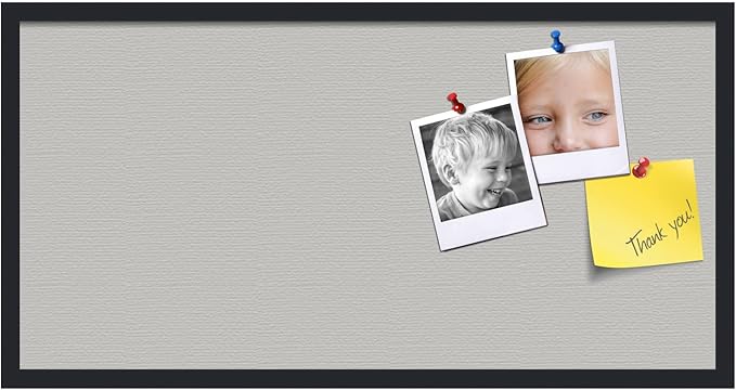 PinPix 36x18 Inch Cork Bulletin Board. This Decorative Framed Pin Board Comes with Light Stone Design and a Satin Black Frame. Ideal for Home Office Decor or Message Board (PinPix-1809)-DeskLoop Office