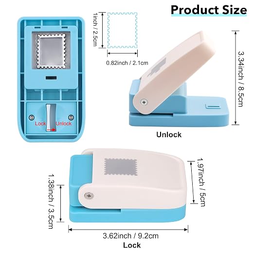 2 Pcs Craft Hole Punch, 1X0.8 inch Rectangular Postage Stamp Punches & 1" - Image 5