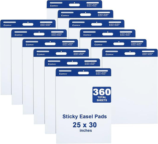 Comix Sticky Easel Pad, 25 x 30 Inches Flip Chart Paper by Comix