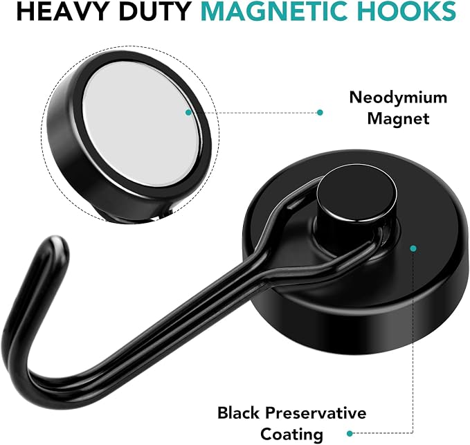 DIYMAG Magnetic Hooks, 80LBS Heavy Duty 8 Pack 2026 Cruise Ship Essentials | - Image 4