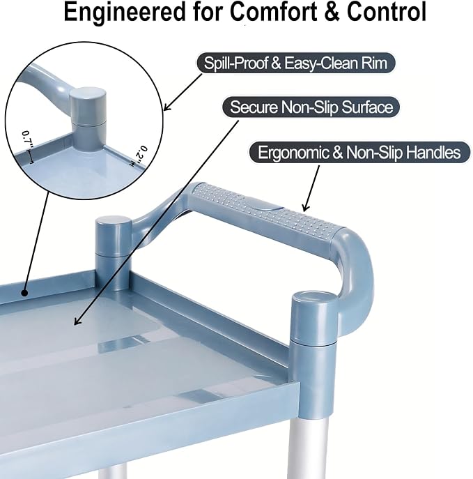 3-Tier Rolling Utility Cart on Wheels, 510 lbs Capacity Utility Service Cart - Image 5