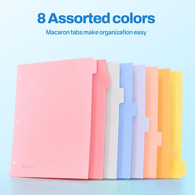 SUNEE 8 Tab Binder Dividers, Plastic Dividers - Image 6