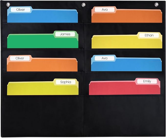 Essex Wares - 8 Pocket File Pocket Chart, and More - Wall Folder Organizer - 8 by EssexWares