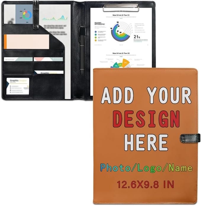 Personalized Padfolio with Logo Photo Name, Custom Business Portfolio Folder by LMPTOEI