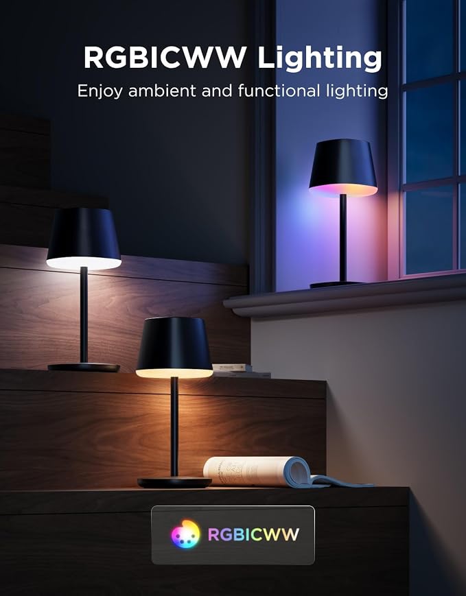 Govee Smart Cordless Table Lamp Classic, RGBIC Rechargeable Table Lamp - Image 2