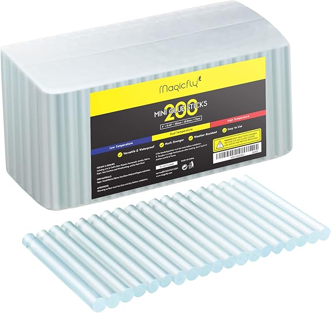 200-Pack Full Size Hot Glue Sticks, Magicfly 4 Inch Long X 0.43 Inch Diameter Hot Melt Glue Gun Sticks, Compatible with Most Glue Guns, for DIY Craft Projects and Sealing-DeskLoop Office