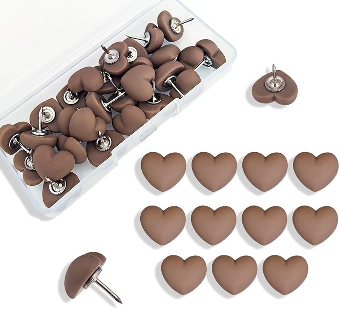 28pcs Decorative Heart Push Pins Coffee Thumb Tacks by Aoxsie