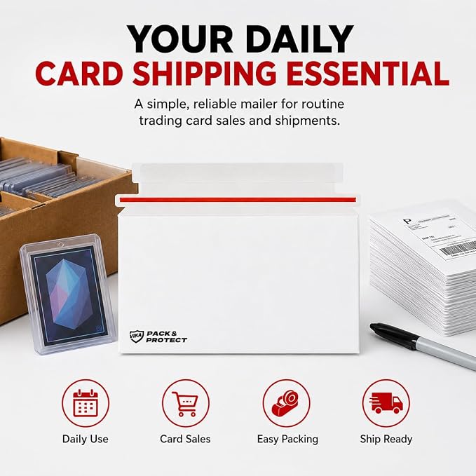 VIKA 100 Pack Trading Card Shipping Envelopes 7"x4.35", Self-Adhesive, Premium - Image 7