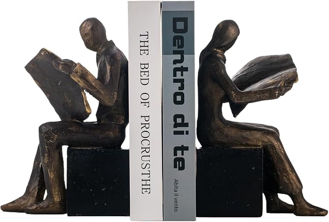 Lukitas Decorative Newspaper Reader Bookends, Heavy Duty Book Holder Non-Slip by Lukitas