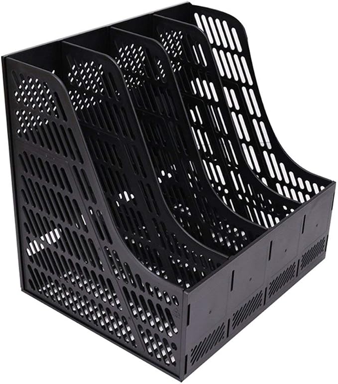 SAYEEC Desktop Magazine Holder Desk File Organizer 4 Compartments Vertical File - Image 3