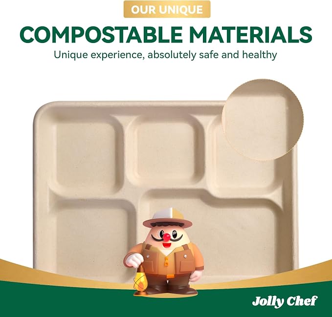 JOLLY CHEF Compostable  Compartment  *   Paper Plates Heavy - Image 7