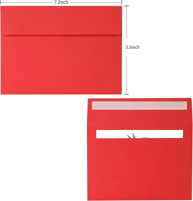 Red Envelopes 5x7 Inch, 50 Pack, Self Seal A7 Envelopes - Image 3