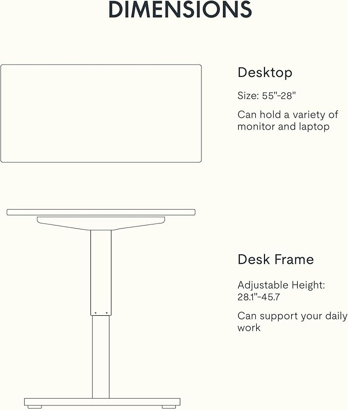 FLEXISPOT EN1 One-Piece Standing Desk 55 x 28 Inch Electric Adjustable Height Desk for Home Office and Computer Workstation (White Frame + 55" Maple Top, 2 Packages)-DeskLoop Office