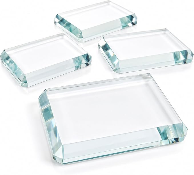 4 PCS Glass Paperweight: Clear Paper Weights Blocks by Unknown