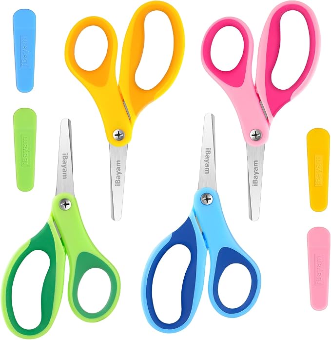 iBayam 5" Kid Scissors with Cover, Safety Small Scissors - Image 7