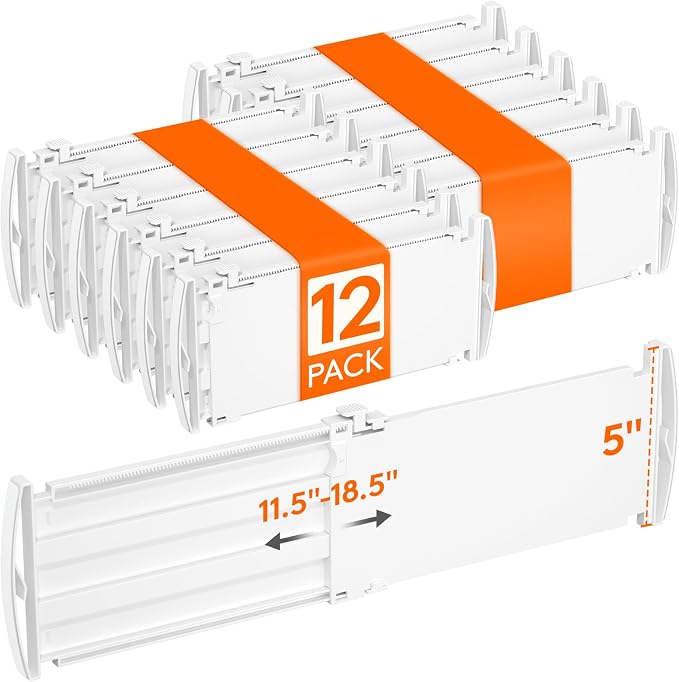 Lifewit 5" High 12 Pack Drawer Dividers, 11.5"-18.5" Adjustable Deep Drawer by Lifewit