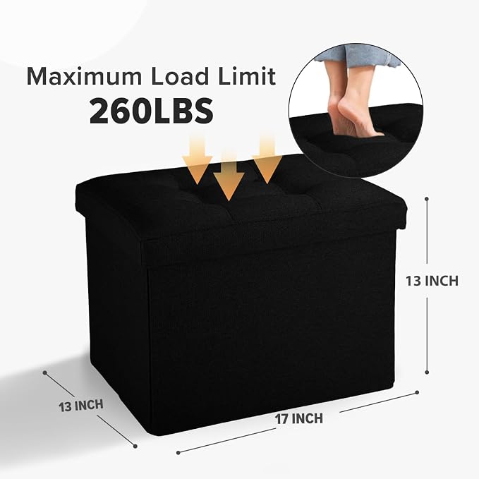 LINMAGCO Small Storage Ottoman Stool Foot Rest Stool Under Desk Stool Short - Image 2