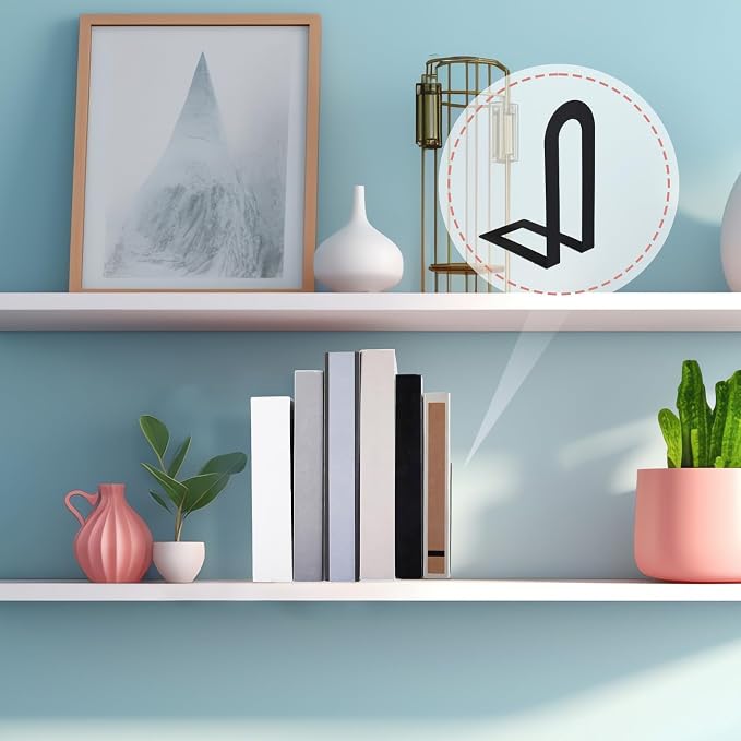 Chunful 8 Pcs Black Modern Metal Book Ends - Image 6